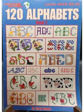 Vintage 120 Alphabets Cross-Stitch Pattern Book 2 By Leisure Arts Leaflet 2633